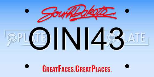 OINI43 South Dakota License Plate