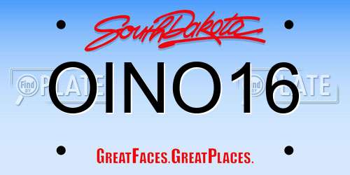 OINO16 South Dakota License Plate