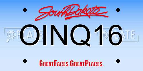 OINQ16 South Dakota License Plate