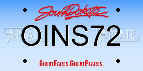 OINS72 South Dakota License Plate