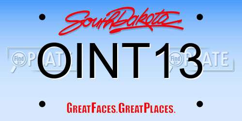 OINT13 South Dakota License Plate