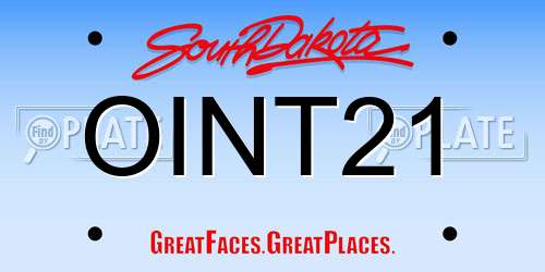 OINT21 South Dakota License Plate
