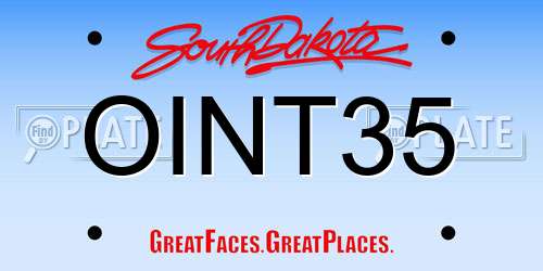 OINT35 South Dakota License Plate