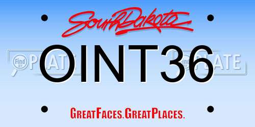 OINT36 South Dakota License Plate