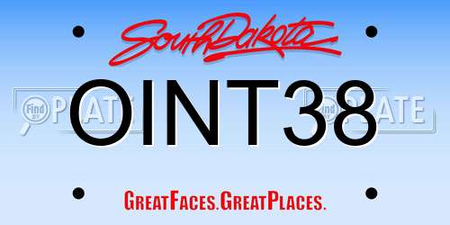 OINT38 South Dakota License Plate