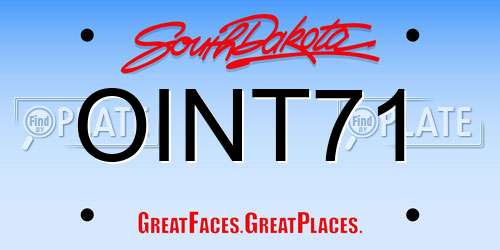 OINT71 South Dakota License Plate