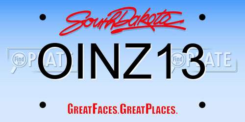 OINZ13 South Dakota License Plate
