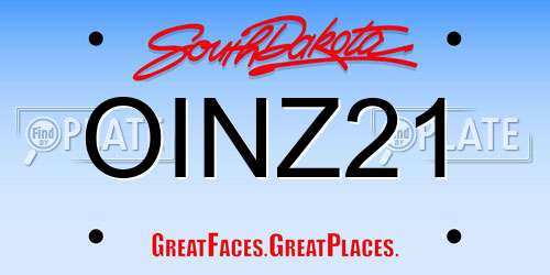 OINZ21 South Dakota License Plate