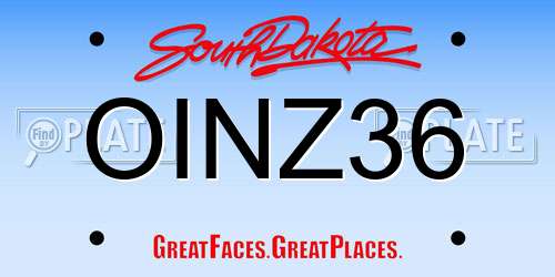OINZ36 South Dakota License Plate