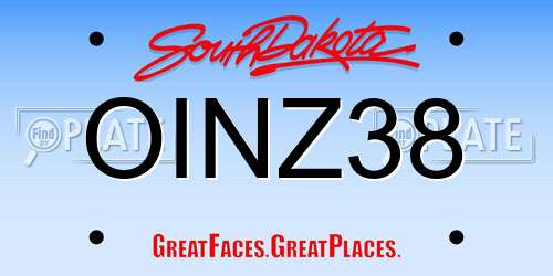 OINZ38 South Dakota License Plate