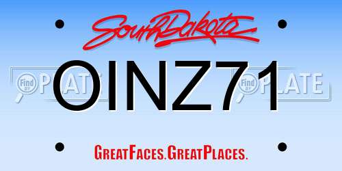 OINZ71 South Dakota License Plate