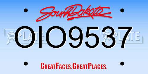 OIO9537 South Dakota License Plate