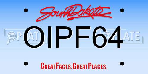 OIPF64 South Dakota License Plate