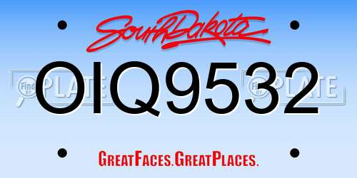 OIQ9532 South Dakota License Plate