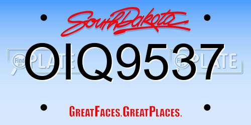 OIQ9537 South Dakota License Plate