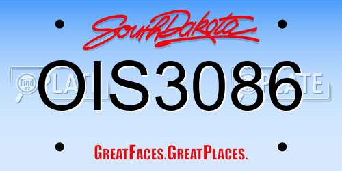 OIS3086 South Dakota License Plate
