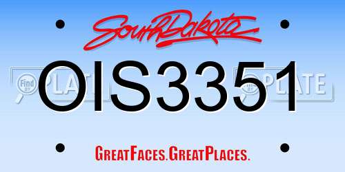 OIS3351 South Dakota License Plate