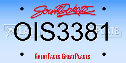 OIS3381 South Dakota License Plate