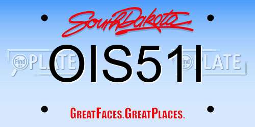 OIS51I South Dakota License Plate