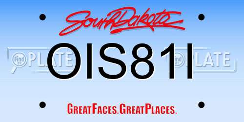 OIS81I South Dakota License Plate
