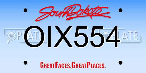 OIX554 South Dakota License Plate