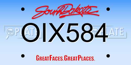 OIX584 South Dakota License Plate