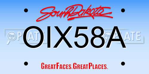 OIX58A South Dakota License Plate