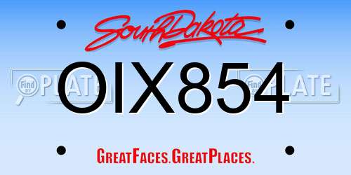 OIX854 South Dakota License Plate