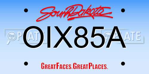 OIX85A South Dakota License Plate