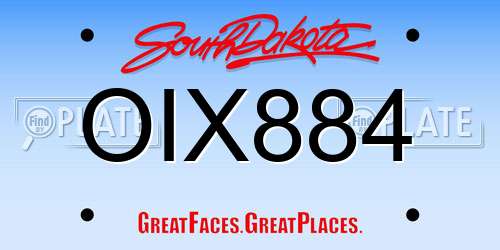 OIX884 South Dakota License Plate