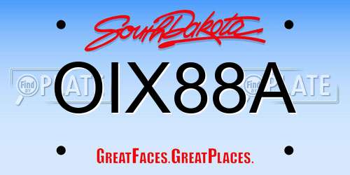 OIX88A South Dakota License Plate
