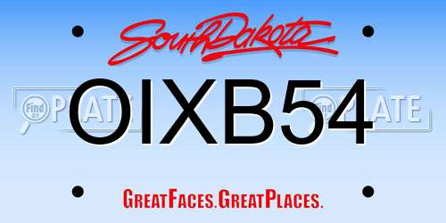 OIXB54 South Dakota License Plate