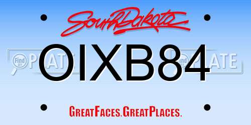 OIXB84 South Dakota License Plate