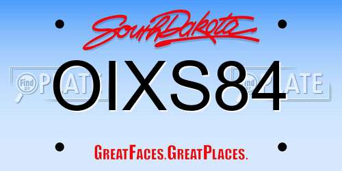 OIXS84 South Dakota License Plate