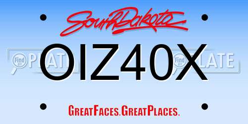 OIZ40X South Dakota License Plate