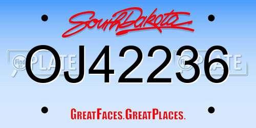 OJ42236 South Dakota License Plate