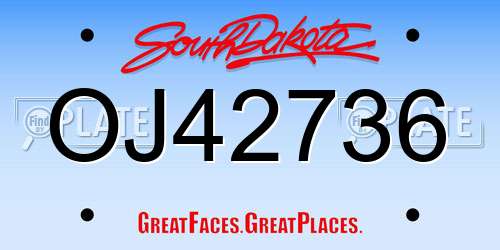 OJ42736 South Dakota License Plate
