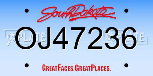 OJ47236 South Dakota License Plate