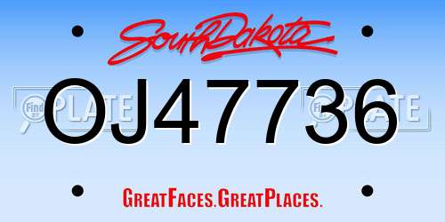 OJ47736 South Dakota License Plate