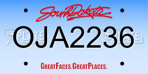 OJA2236 South Dakota License Plate