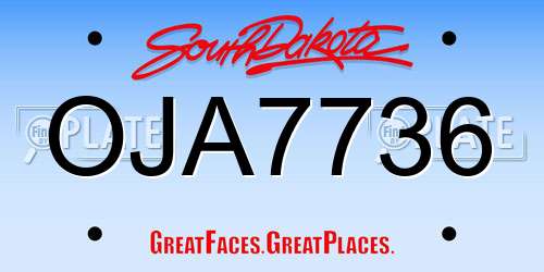 OJA7736 South Dakota License Plate