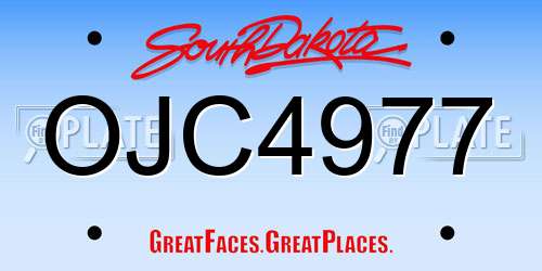 OJC4977 South Dakota License Plate