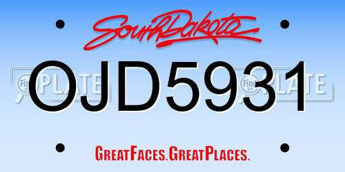 OJD5931 South Dakota License Plate