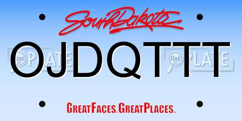 OJDQTTT South Dakota License Plate