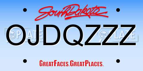 OJDQZZZ South Dakota License Plate