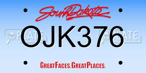 OJK376 South Dakota License Plate