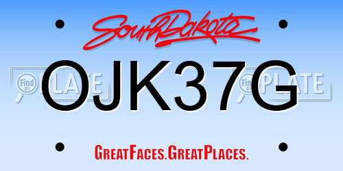OJK37G South Dakota License Plate