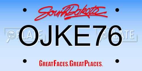 OJKE76 South Dakota License Plate