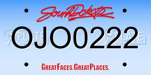 OJO0222 South Dakota License Plate
