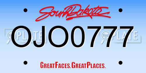 OJO0777 South Dakota License Plate